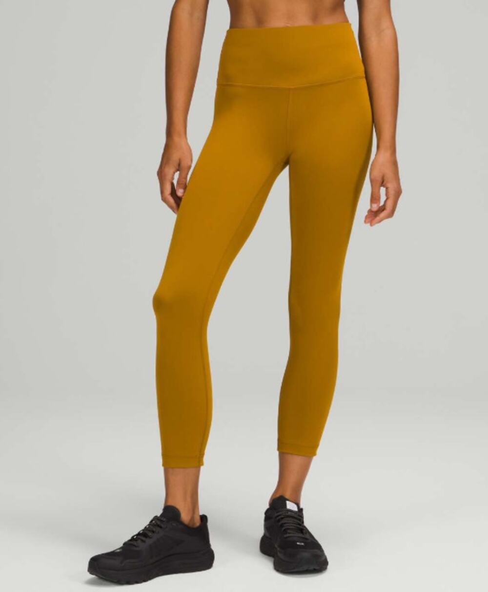 LULULEMON Women's Wunder Train High Rise Crop 23" Size 18 Gold Spice EUC